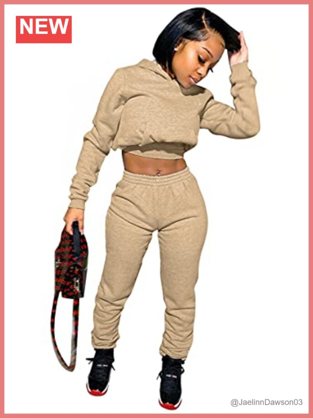 Women's 2 Piece Sweatsuit Set Crop Hoodie Jogger Pants Tracksuit